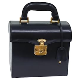 Gucci-GUCCI Ready Lock Hand Bag Leather Navy 000 01 0246 Auth yk11418-Navy blue
