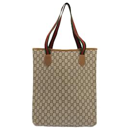 Gucci-GUCCI GG Plus Supreme Web Sherry Line Tote Bag PVC Red Beige Green Auth ep3791-Red,Beige,Green