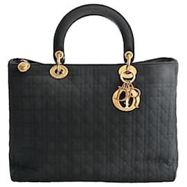 Dior-Dior Christian Dior Lady Dior Grande handbag in black canvas-Black