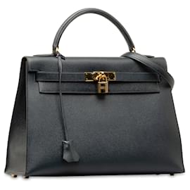 Hermès-HERMES Handbags Kelly 32-Blue