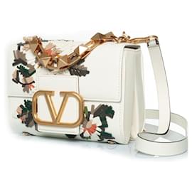 Valentino-Valentino, Rockstud V logo shoulder bag-White