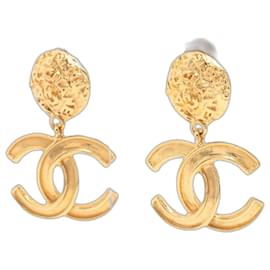 Chanel-Boucles d'oreilles pendantes vintage Chanel CC-Bijouterie dorée