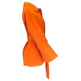 Autre Marque-Gabardina corta con cinturón naranja de Prada-Naranja
