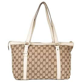 Gucci-Gucci Abbey Shopper-Tasche mit GG-Monogramm-Beige