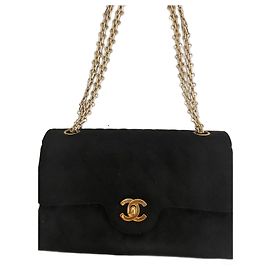 Chanel Classique Timeless Petit borsa a spalla nera tela Nero