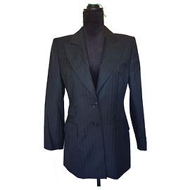 Escada Wool Skirt Suit Black Black