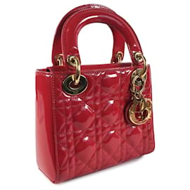 Dior-Dior Rotes Mini-Cannage-Lackleder Lady Dior-Rot