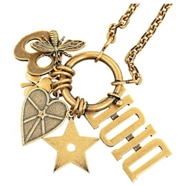 Dior-Dior Gold Logo Charms Necklace-Golden