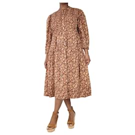 Autre Marque-Vestido midi estampado floral marrón - talla XL-Castaño