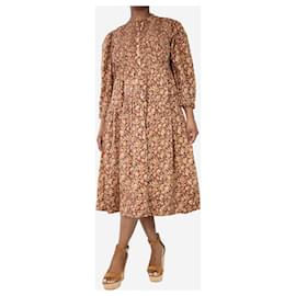 Autre Marque-Vestido midi estampado floral marrón - talla XL-Castaño