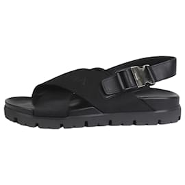 Prada-Black crossover leather sandals - size EU 39-Black