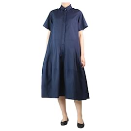 Autre Marque-Navy blue short-sleeved midi shirt dress - size UK 8-Blue