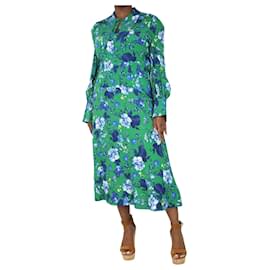 Erdem-Green and blue floral printed midi dress - size-Green