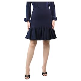 Alaïa-Mini jupe côtelée bleu marine - taille UK 10-Bleu