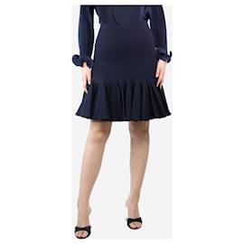 Alaïa-Navy blue ribbed mini skirt - size UK 10-Blue