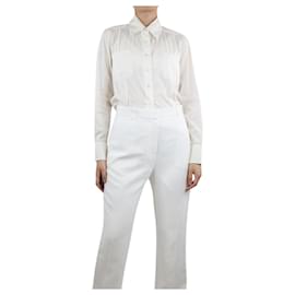 Chanel-White button-up cotton shirt - size UK 8-White
