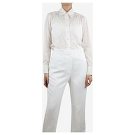Chanel-White button-up cotton shirt - size UK 8-White