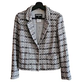 Chanel-Chanel tweed jacket-Grey,Dark brown