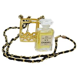 Chanel-CHANEL Perfume Necklace Gold CC Auth ar11598b-Golden