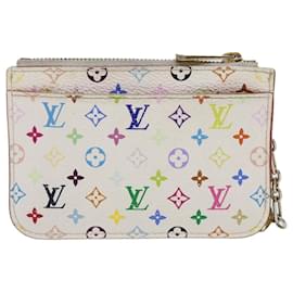 Louis Vuitton-LOUIS VUITTON Mehrfarbige Pochette Cles NM Geldbörse Weiß M93734 LV Auth 69837-Weiß