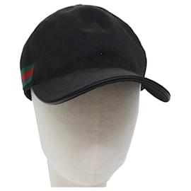 Gucci-GUCCI GG Canvas Web Sherry Line baseball cap Cap L Black Red 200035 Auth yk11501-Black,Red