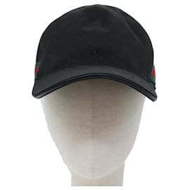 Gucci-GUCCI GG Canvas Web Sherry Line baseball cap Cap L Black Red 200035 Auth yk11501-Black,Red