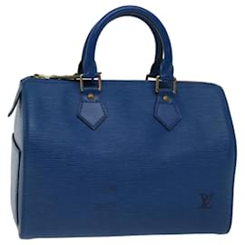 Louis Vuitton-Louis Vuitton Epi Speedy 25 Handtasche Toledo Blau M43015 LV Auth 70114-Andere