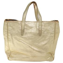 Saint Laurent-SAINT LAURENT Y Mail Hand Bag Leather Gold 188651 Auth ep3864-Golden