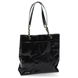 Chanel-CHANEL COCO Mark Chain Shoulder Bag Patent Black CC Auth bs13327-Black