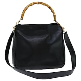 Gucci-Bolso de hombro de bambú GUCCI de cuero 2forma de autenticación negra 70143-Negro