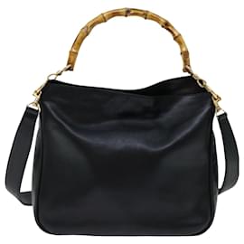 Gucci-Bolso de hombro de bambú GUCCI de cuero 2forma de autenticación negra 70143-Negro