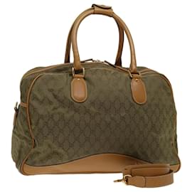 Gucci-Gucci GG Canvas Boston Bag 2way Khaki Auth 69459-Khaki