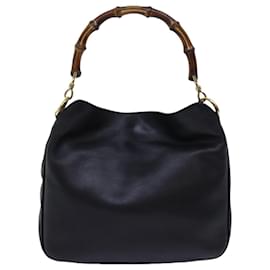 Gucci-Bolso de hombro de bambú GUCCI de cuero 2forma de autenticación negra 66948-Negro