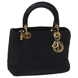 Christian Dior-Christian Dior Lady Dior Canage Hand Bag Nylon Black Auth yk11523-Black