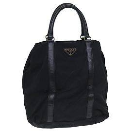 PRADA Sac à Main Nylon Noir Auth bs13283 Noir