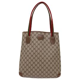 Gucci-GUCCI GG Supreme Web Sherry Line Tote Bag PVC Beige Rouge Vert Auth 69746-Rouge,Beige,Vert