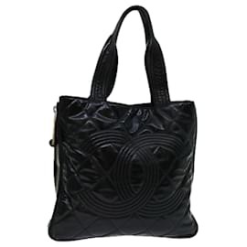 Chanel-CHANEL COCO Mark Tote Bag Cuir verni Noir Auth CC bs13114-Noir