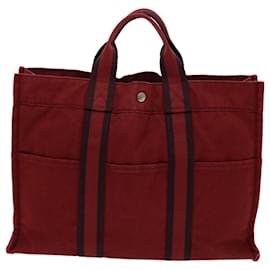 Hermès-HERMES Fourre Tout MM Hand Bag Canvas Red Auth mr043-Red