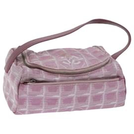 Chanel-CHANEL New Travel Line Vanity Cosmetic Pouch Nylon Pink CC Auth ep3706-Pink