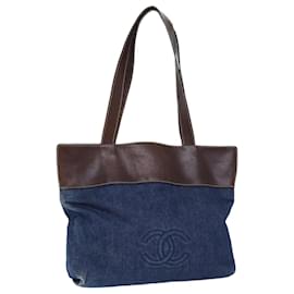 Chanel-CHANEL COCO Mark Tote Bag Denim Blue CC Auth yk11453-Blue