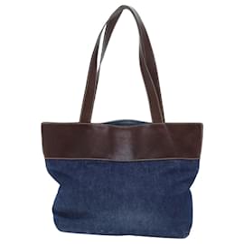 Chanel-CHANEL COCO Mark Tote Bag Denim Blue CC Auth yk11453-Blue