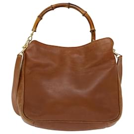 Gucci-GUCCI Bamboo Shoulder Bag Leather 2way Brown Auth 70144-Brown