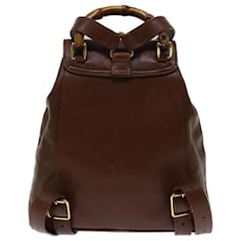 Gucci-GUCCI Bamboo Backpack Leather Brown 003 1705 0030 Auth ep3758-Brown