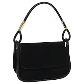 Gucci-GUCCI Shoulder Bag Suede Black Auth 69773-Black