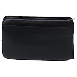 Céline-CELINE Clutch Bag Leather Black Auth bs13276-Black
