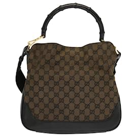 Gucci-GUCCI Bamboo GG Canvas Shoulder Bag 2way Brown 001 4095 auth 69948-Brown