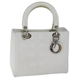 Christian Dior-Christian Dior Lady Dior Canage Handtasche Leder Weiß Auth yk11531-Weiß