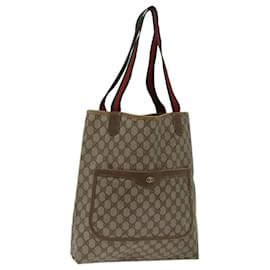 Gucci-GUCCI GG Supreme Web Sherry Line Tote Bag Beige Red Green 39 02 003 auth 69958-Red,Beige,Green