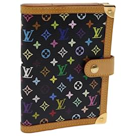 Louis Vuitton-LOUIS VUITTON Multicolor Agenda PM Tagesplaner Cover Schwarz R.21076 LV Auth Herr047-Schwarz