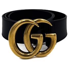 Gucci-Breiter GG Marmont-Ledergürtel 90/36 Schwarze Farbe-Schwarz